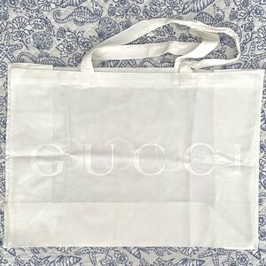 Gucci Elegant White on White Fabric Tote